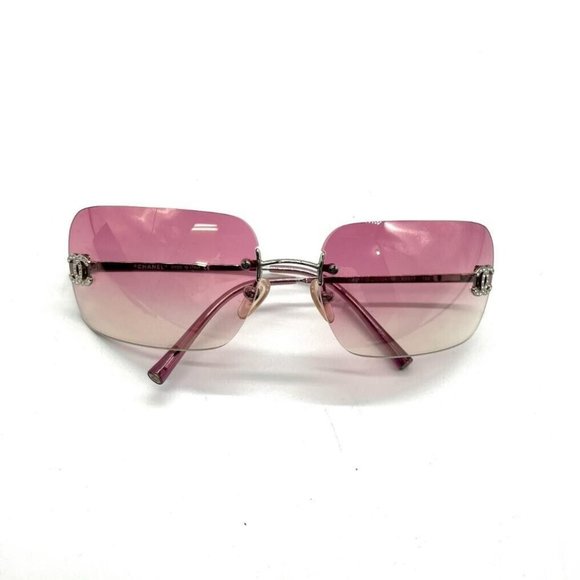 💯 Auth Chanel PINK 4017-D Swarovski Crystal Double C Gradient Sunglasses! - Picture 4 of 14